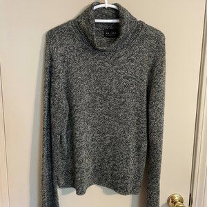 Gray Xtra Long Bell Sleeve Knit Turtleneck Sweater